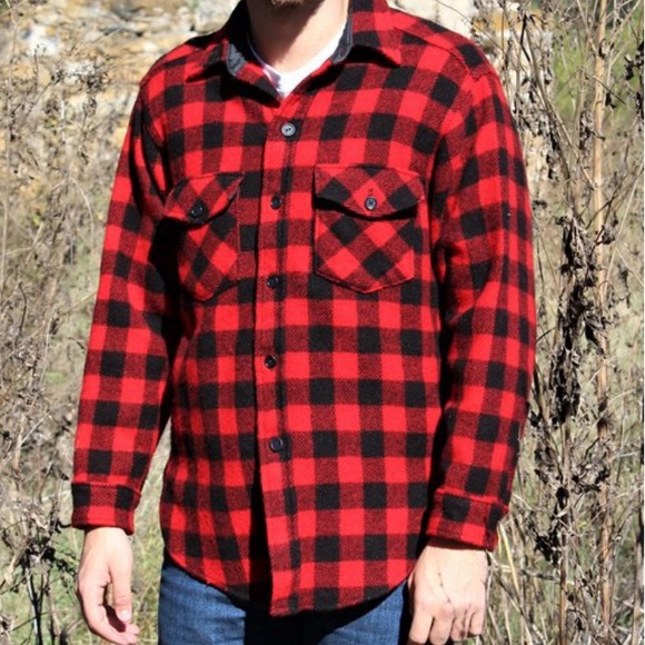 Ll Bean Wool 7s Buffalo Plaid Shirt 